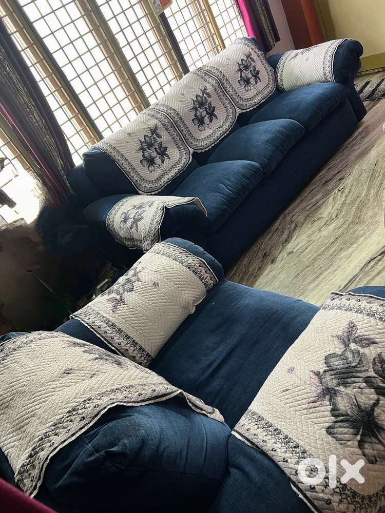 Blue fluffy sofa