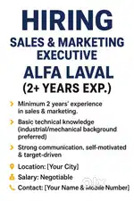 Hiring Sales & Marketing Executive  (2+ Years Experience)
