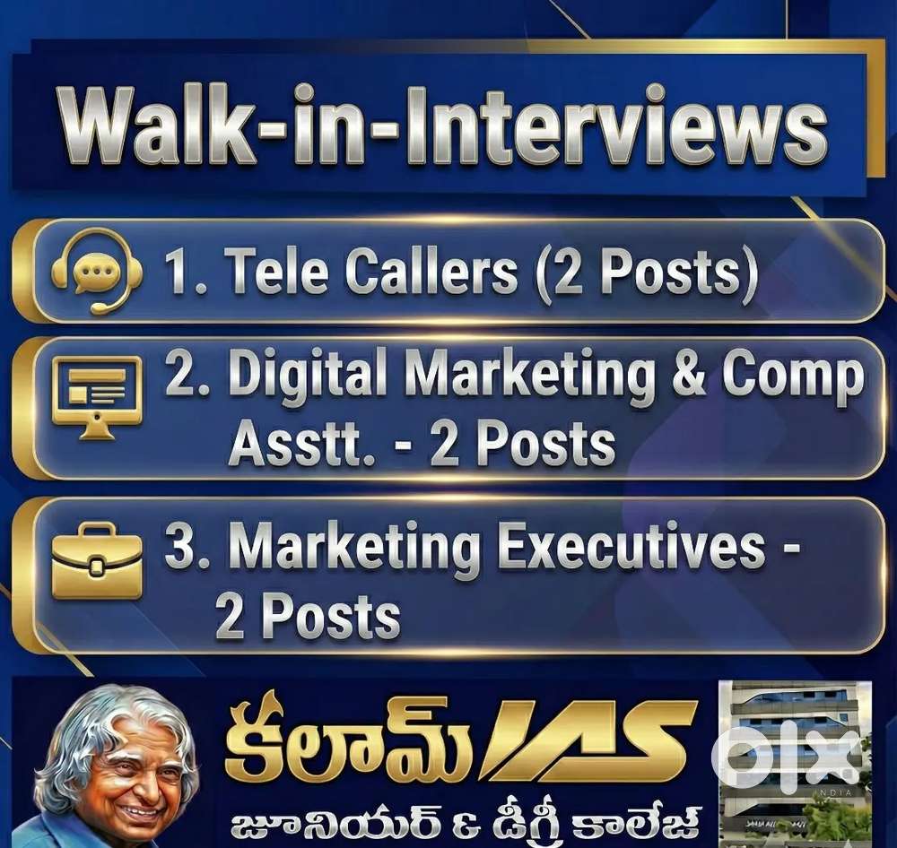 Walk-in interview multiple job vacancies  rajamundry