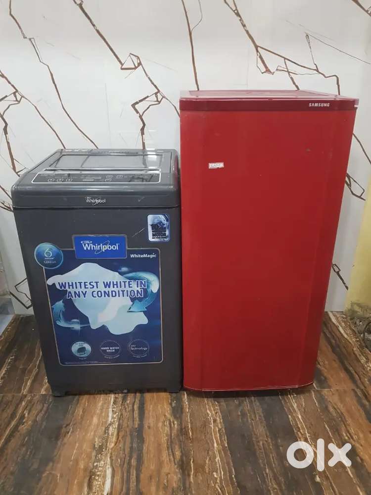 Samsung single door refrigerator and washing machine