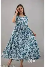 Blue printed gown for women