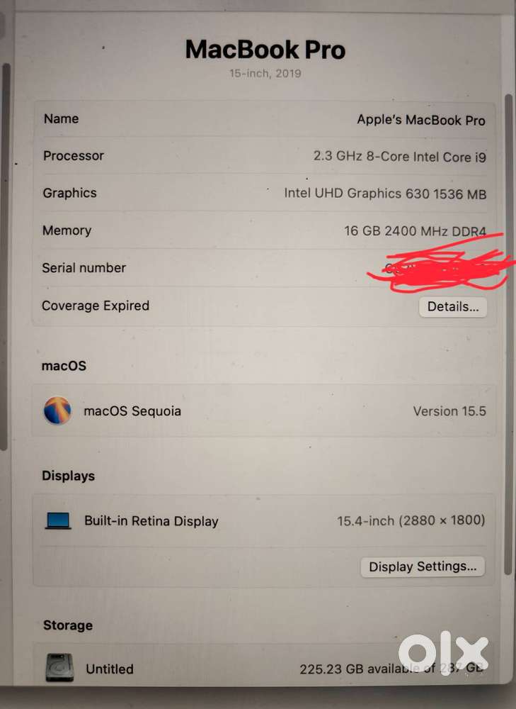 Apple MacBook Pro, Intel i9 8-Core,16GB RAM, 512GB SSD