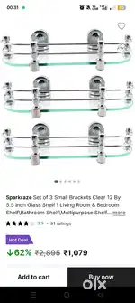 Glass salf corner bathroom accessories