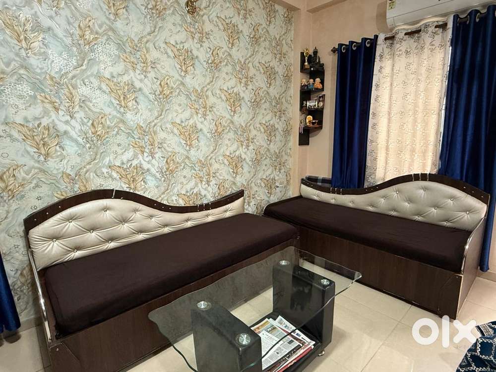 Sofa set and centre table with space boxes and mattress