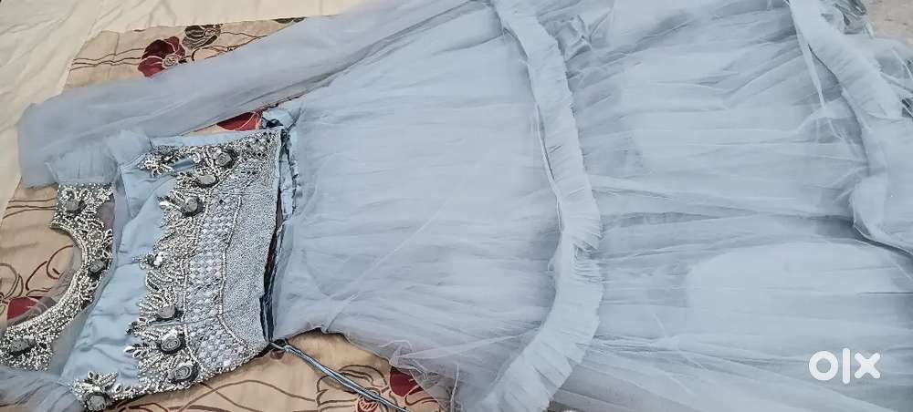 Party wear 3 peice heavy crop top lehnga with kenken& dupatta