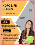 Piravom/HDFC life insurance/Degree pass/Min 1yr sales exp must
