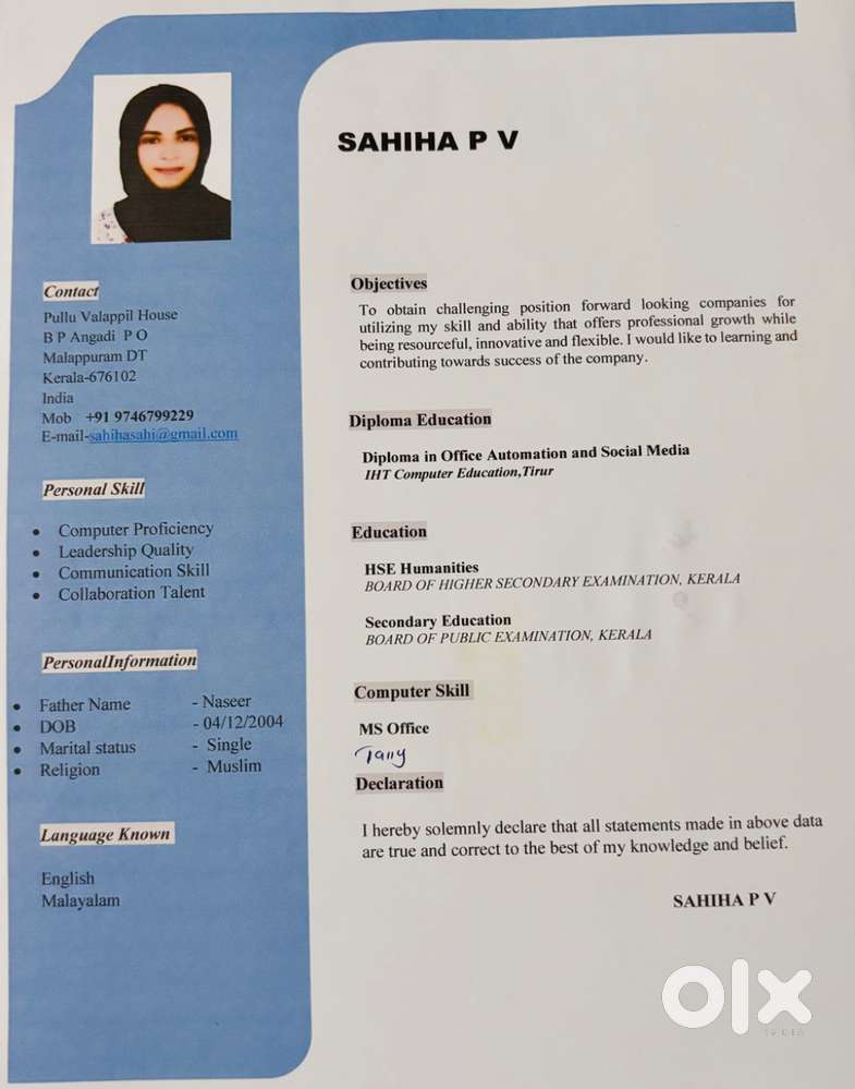 I am sslc complet +2 complet sale ,tally , diploma, ms office, excel,
