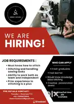 Graduated Fashion designer Tailor needed