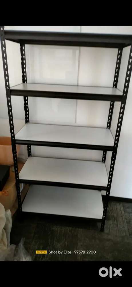Boltless slotted angle racks with wooden shelfs and Wall mount racks