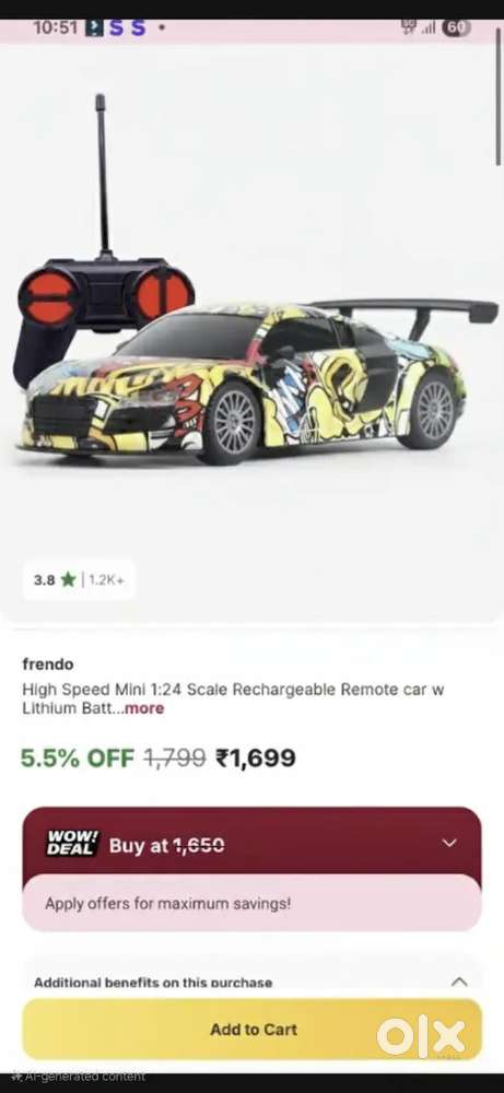 Frendo RC car porcshe gt3rs rechargeable battery