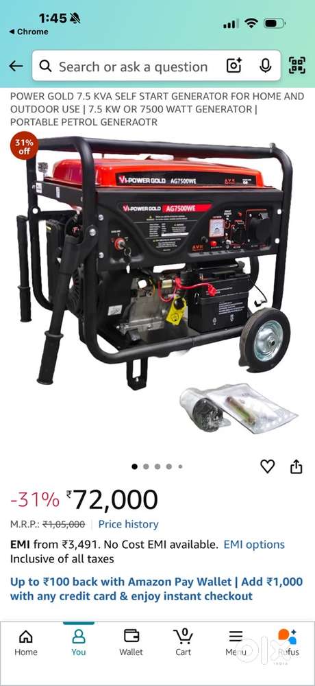 Power gold generator 7.5kv