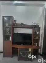 Tv unit wooden with glass almira