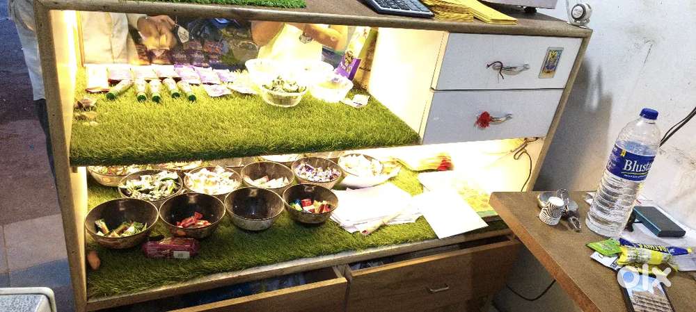 Wooden glass counter
