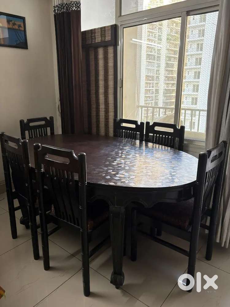 Classic 6-Seater Wooden Dining Table with Chairs – Great Condition