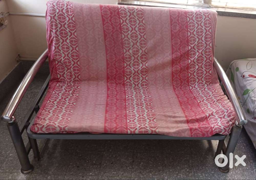Steel Sofa Cum Bed (Raj and Raj made) with Mattress, in good condition