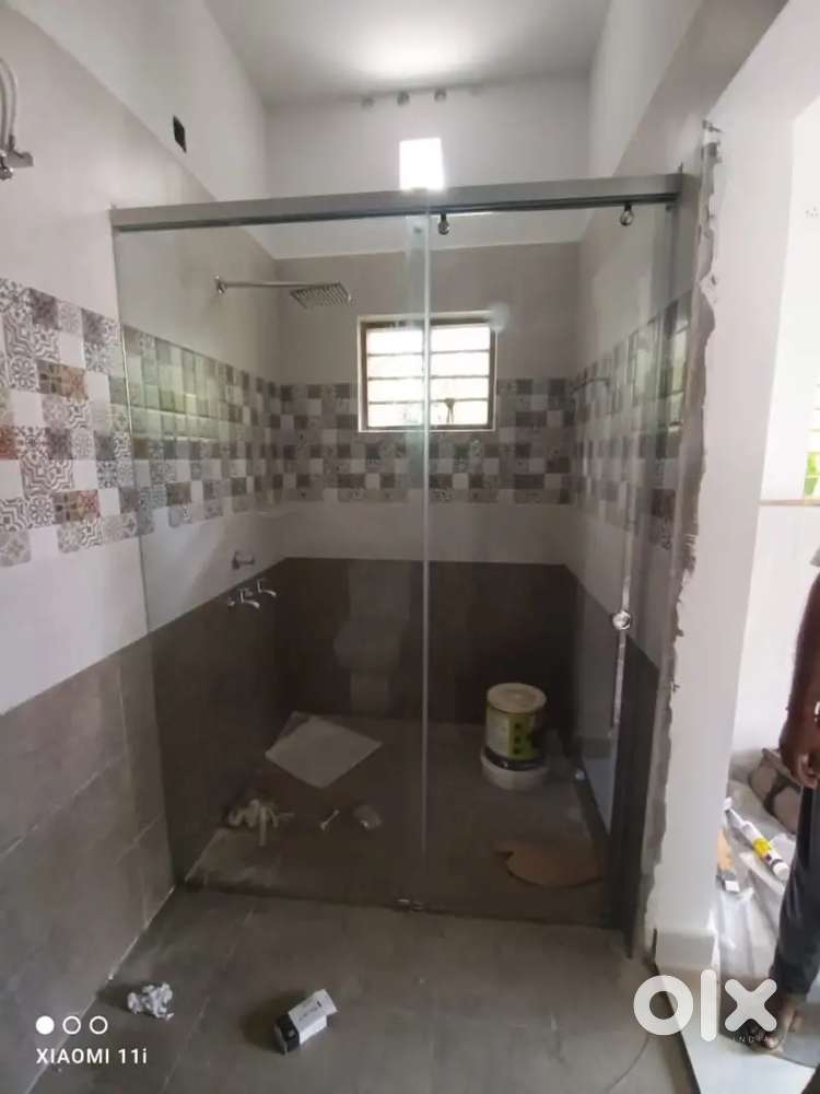 SHOWER GLASS PARTITION WORK, GLASS CANOPY, GLASS PARTITION AND DOOR