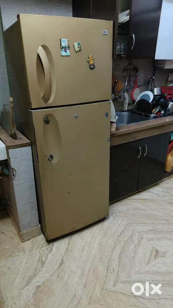 In this photo there 2 fridges. Small , big one.