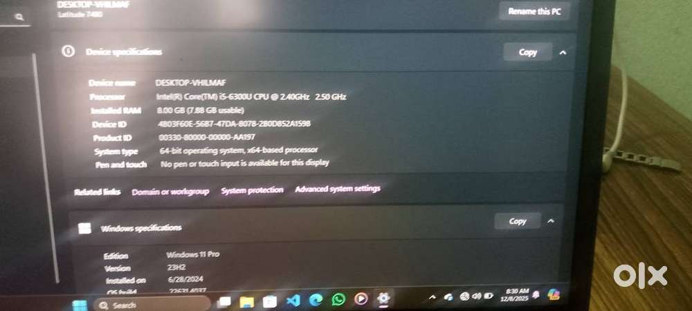 DELL latitude 7480/8 GB RAM.512GB SSD/Windows 11 pro