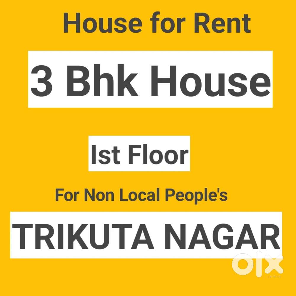 3bhk house 1st floor Trikuta Nagar