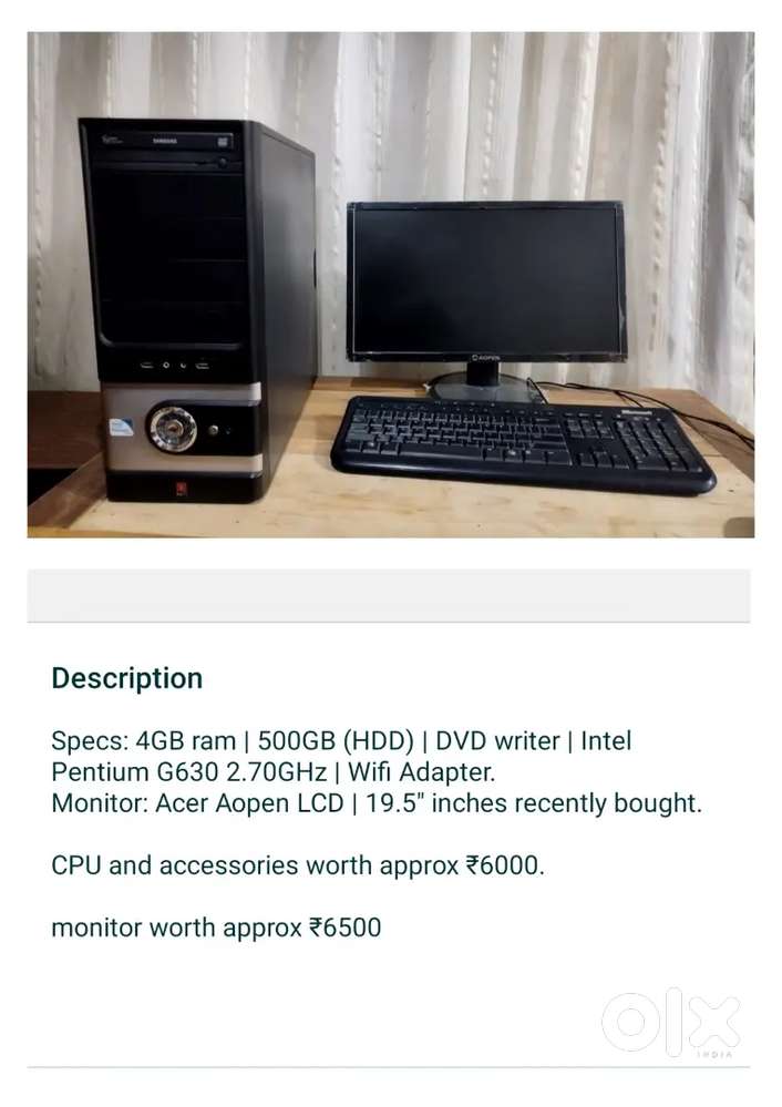 Assembled CPU + Monitor + Free Printer