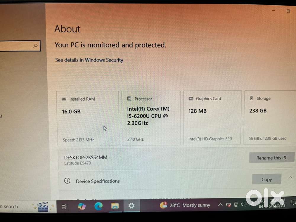 Dell Latitude E5470 Core i5 -16GB,250GB.