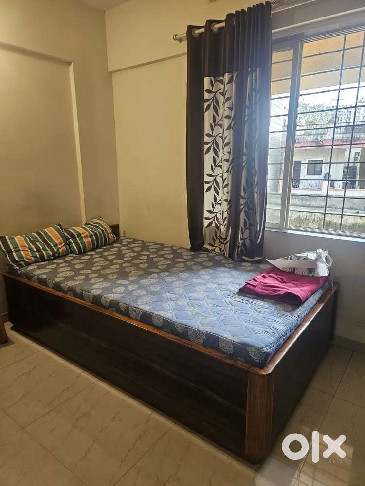Teakwood bed with mattress for sale