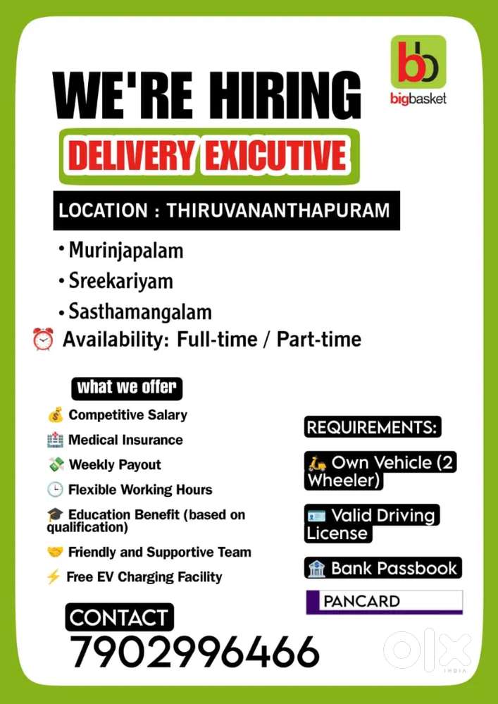 Bigbasket Delivery Executives Required