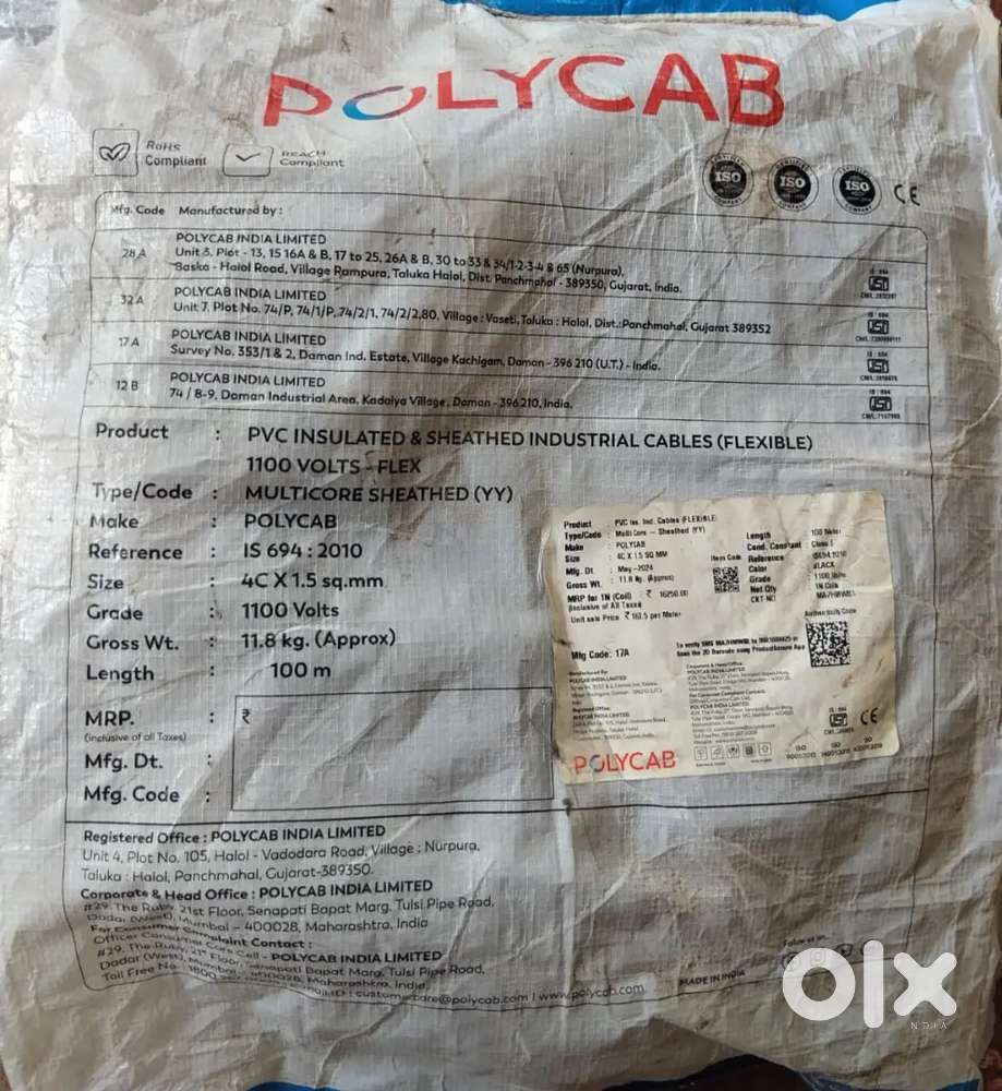 4 core 1.5.sq.mm polycab