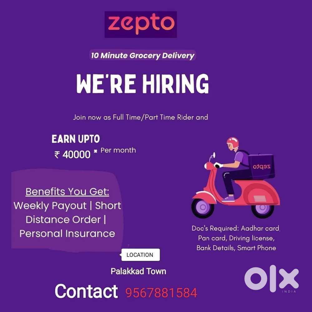 ZEPTO HIRING DELIVERY BOYS & GIRLS