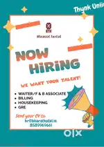 WAITER/F&B ASSOCIATE/CLEANING STAFF