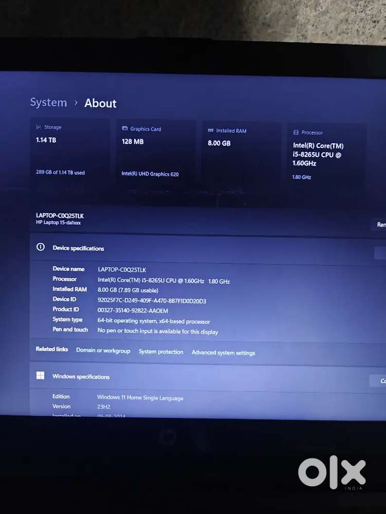 HP 15-da 1058TU (i5, 8th Gen / 8 GB RAM / 1 TB HDD + 256 GB SSD)
