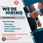 Manager supervisor we are hiring