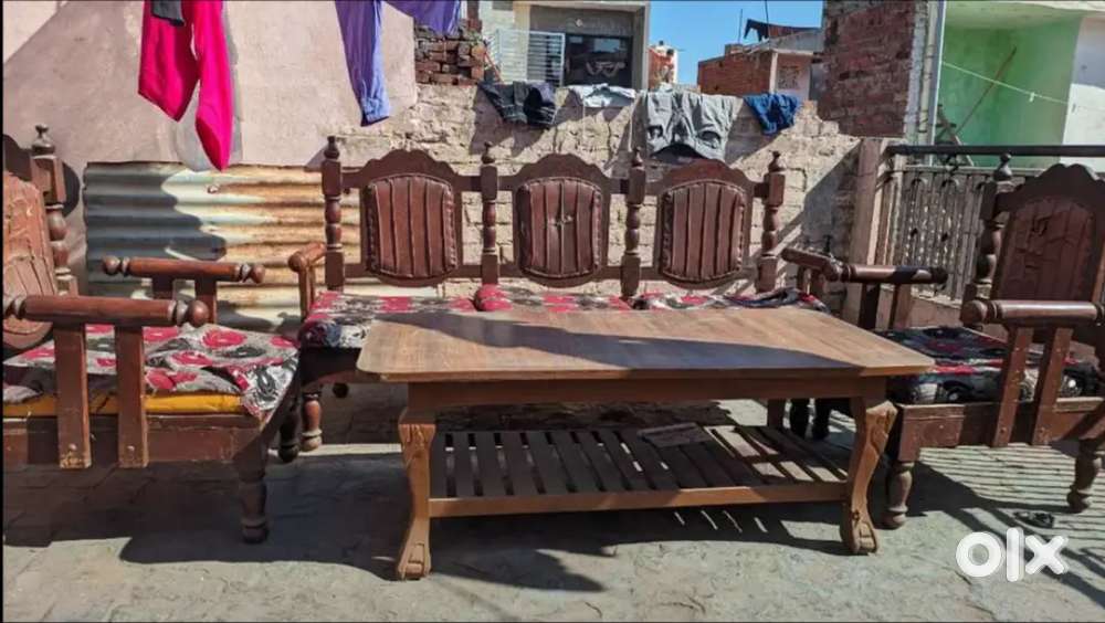 5 chair and 1 table seti sofa ( black wood )
