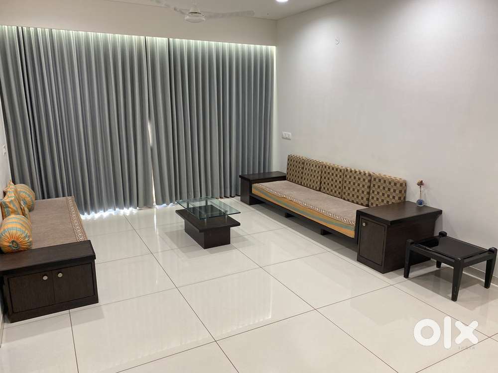 Pure Saag Sofa Set with Tv Unit Wardrobe,Glass-Teapoy &4 set of Bench