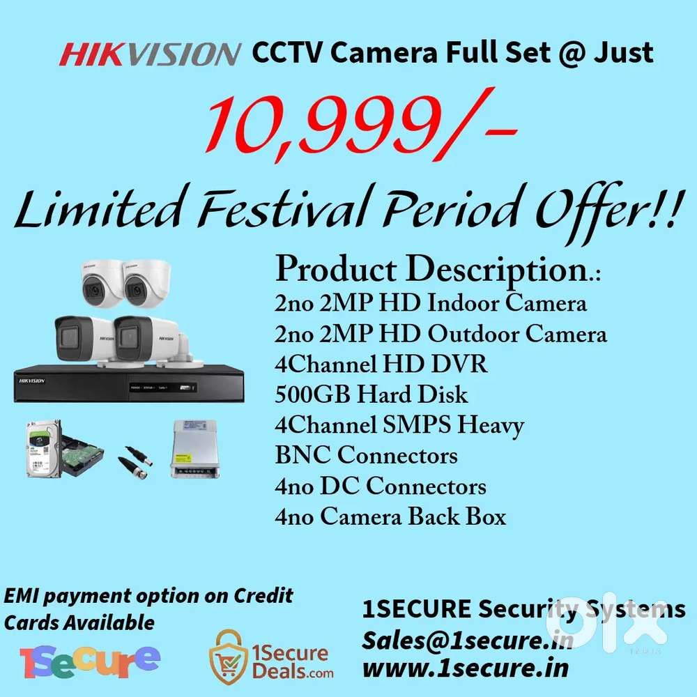 Hikvision 4no HD cctv camera full set