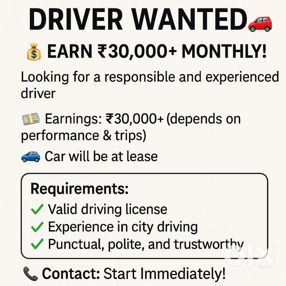  Driver Wanted – Earn ₹30,000+ Monthly!