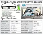3D active shutter Rechargeable universal Glass 60Hours battery backup