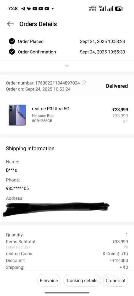 Realme P3 Ultra 8/256gb. 1 month old. Super mint condition