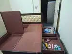Queen Size Bed with Cushion Headboard & Storage – Excellent Condition