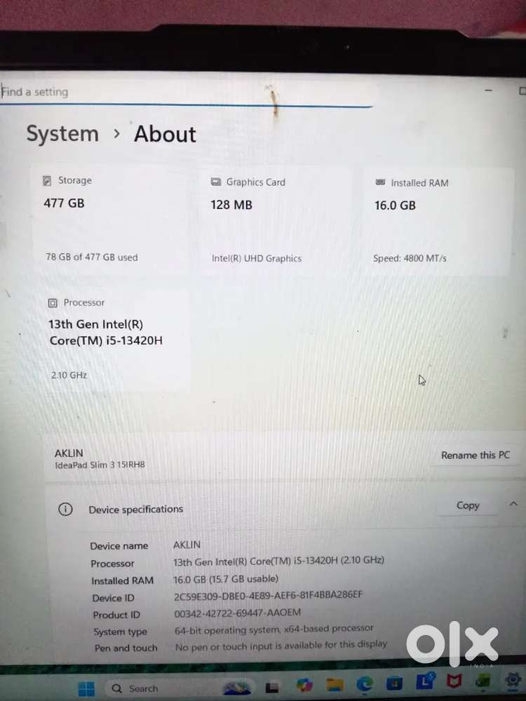 Lenovo Laptop i-5 13th Gen 16GB RAM