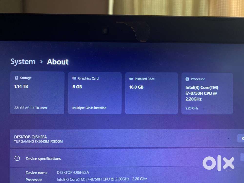 ASUS TUF gaming FX504 -i7 8th Generation with extended ram