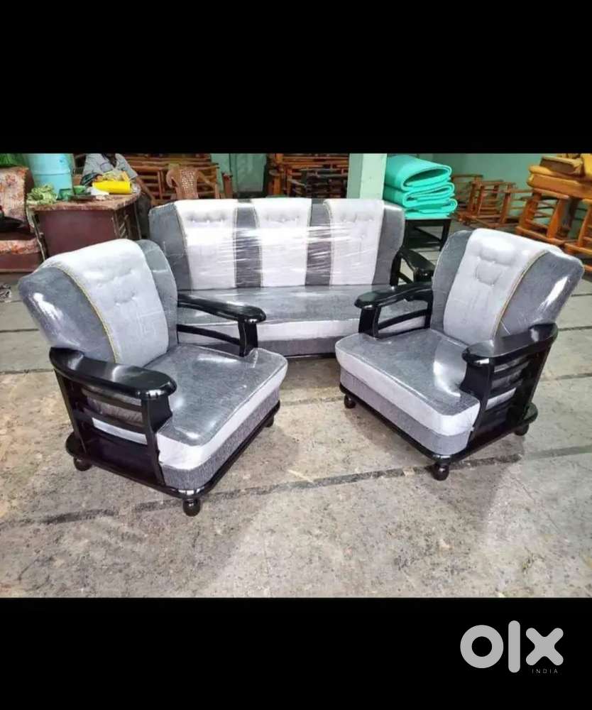 GRA AND SILVER COLOUR WITH WOOD SOFA SET AVAILABLE IN N.Z FURNITURE