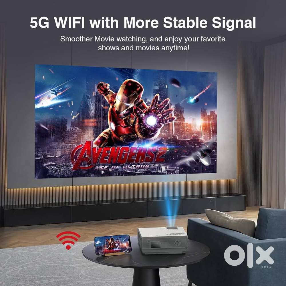 Offer Projector 100 Inch Smart WiFi Projector Watch Movies Cricket For