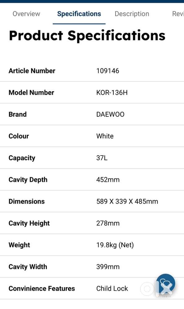 Microwave Oven 37 Ltr