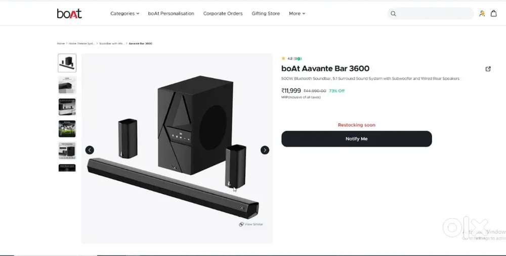 BoAt Sound bar 5.1, New Box pack