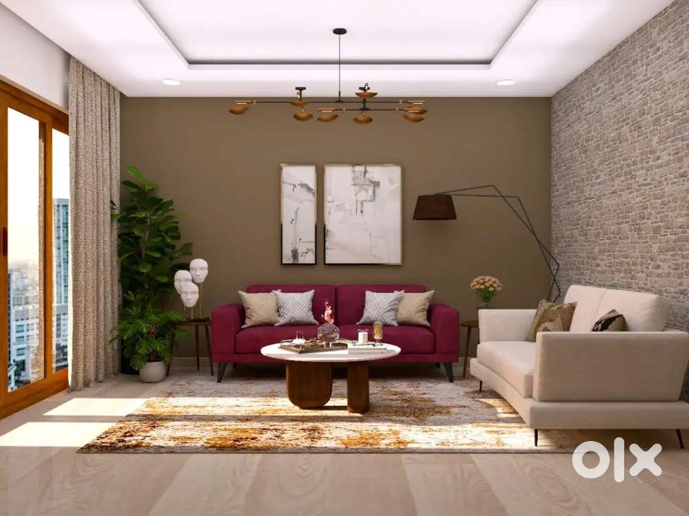 Sami furnished flat 2bhk 1100sqft size ready to move loan available