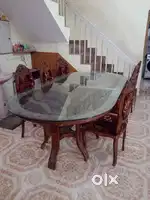 dining table 8+4  8 cheyar 12 mm tempered  white glass. EKM Delivery