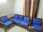 Wooden Sofa Set (with cushion covers) - Excellent Condition