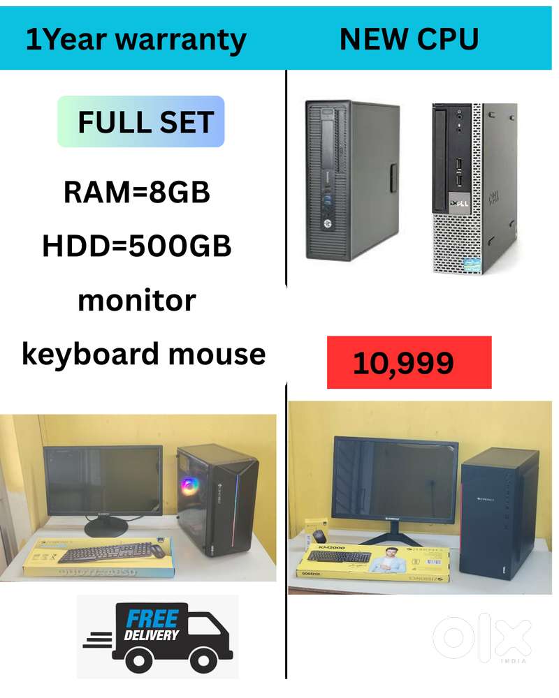 Basic Software  Ram - 8GB  Hard disk - 500GB  Cash on home Delivery