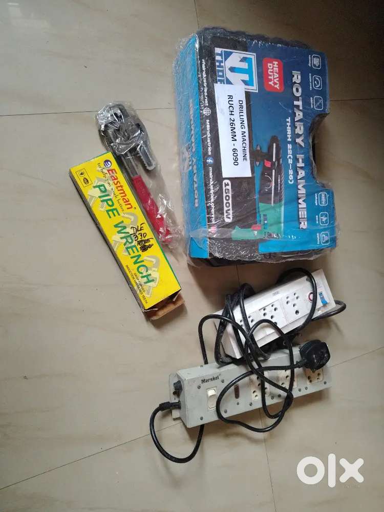 Electric hammer, junction box, pipe wrench